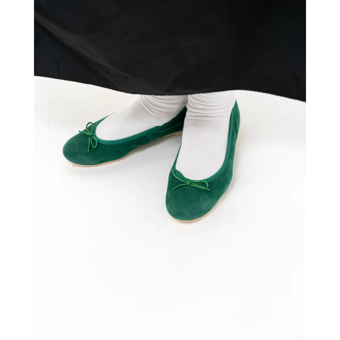 日本製【珍珠色調防水】Emma Francis圓頭平底芭蕾舞鞋(02b-L S111)(Green leather suede)（グリーン レザースエード）