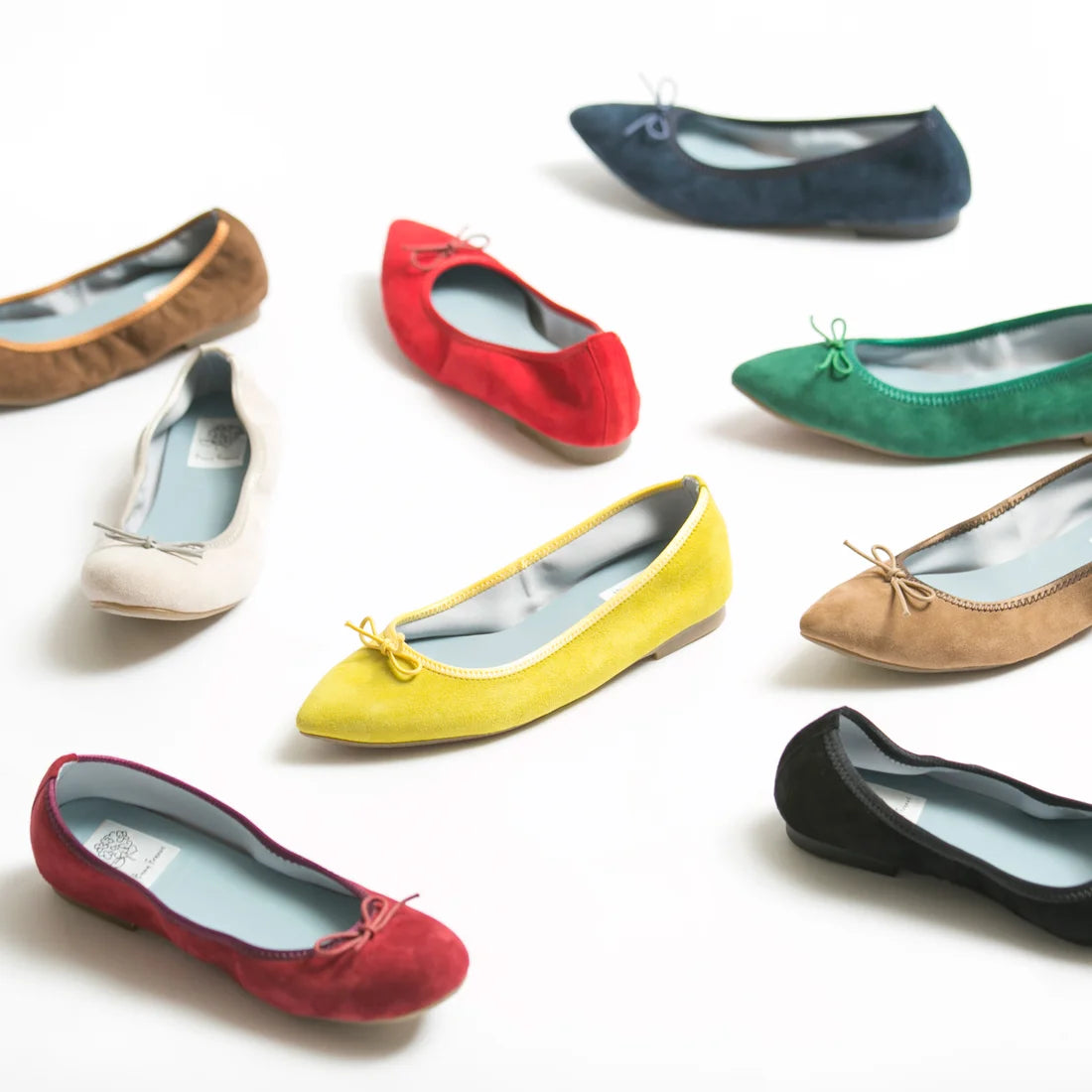 日本製【珍珠色調防水】Emma Francis圓頭平底芭蕾舞鞋(02b-L S135)(Red leather suede)（レッド レザースエード）