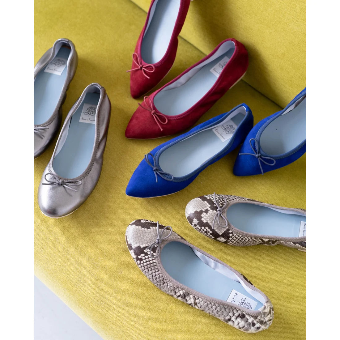 日本製【珍珠色調防水】Emma Francis圓頭平底芭蕾舞鞋(02b-L M162)(Silver leather suede)（シルバー レザースエード）