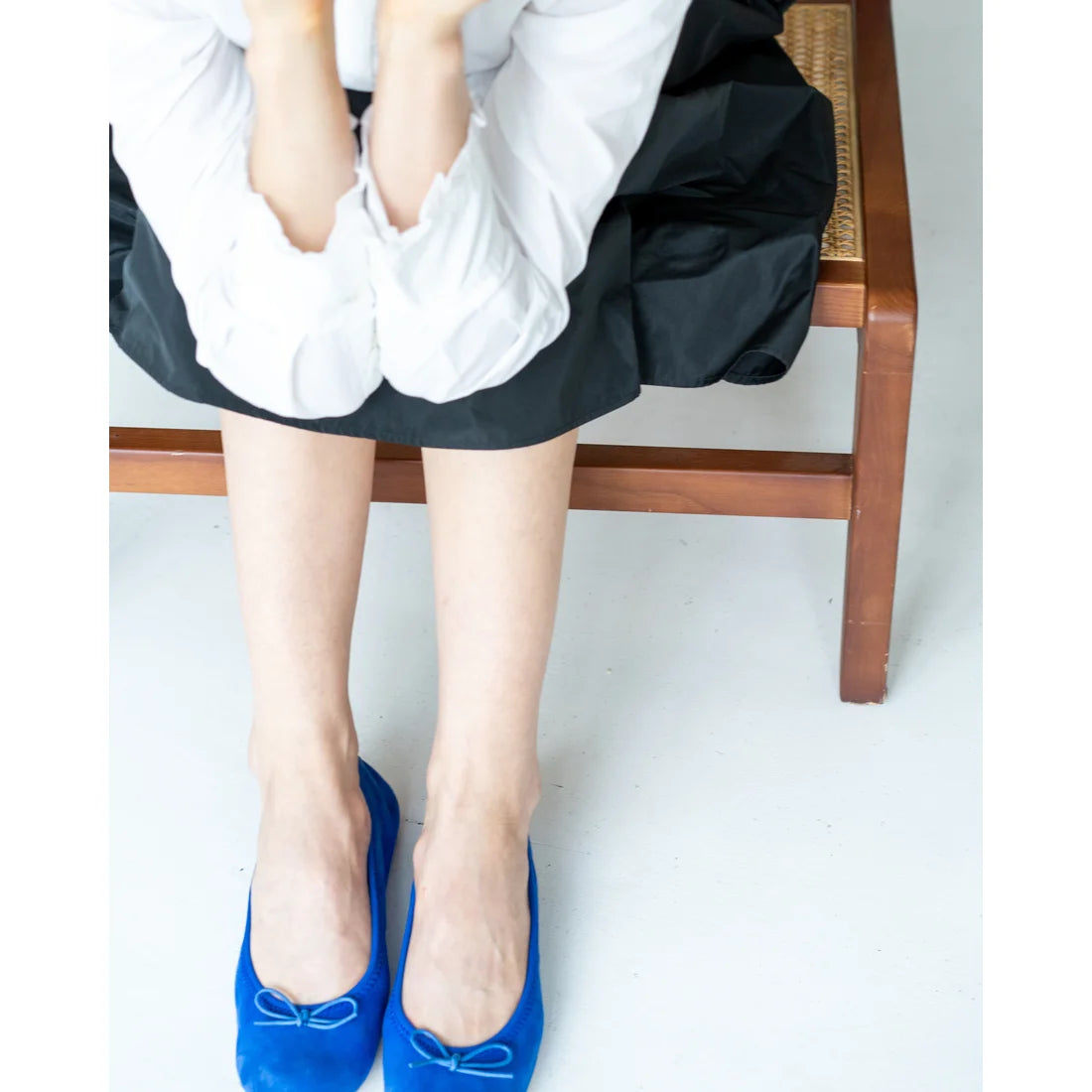 日本製【珍珠色調防水】Emma Francis圓頭平底芭蕾舞鞋(02b-L S120)(Blue leather suede)（ブルー レザースエード）