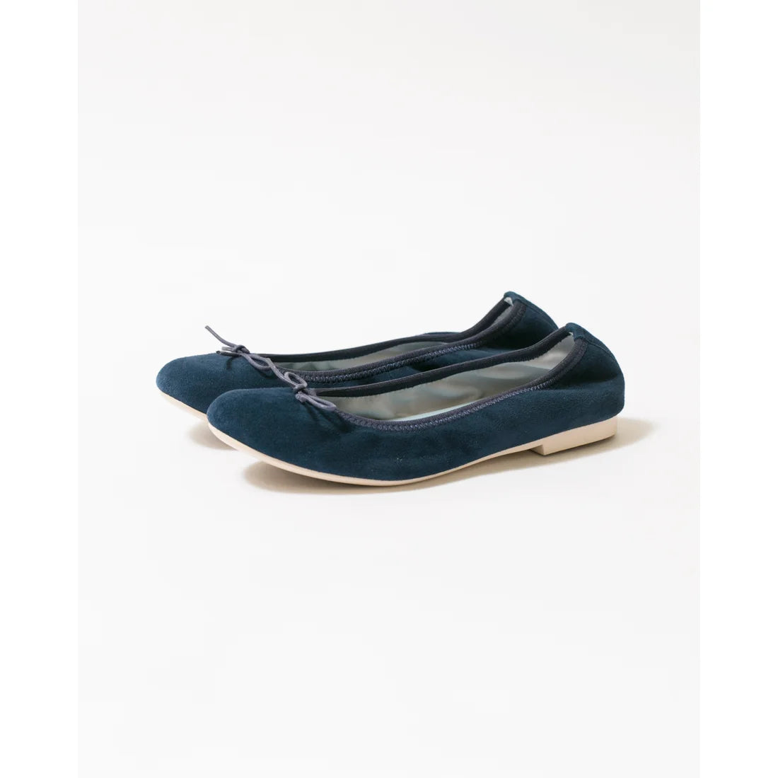 日本製【珍珠色調防水】Emma Francis圓頭平底芭蕾舞鞋(02b-L S117)(Navy leather suede)（ネイビー レザースエード）