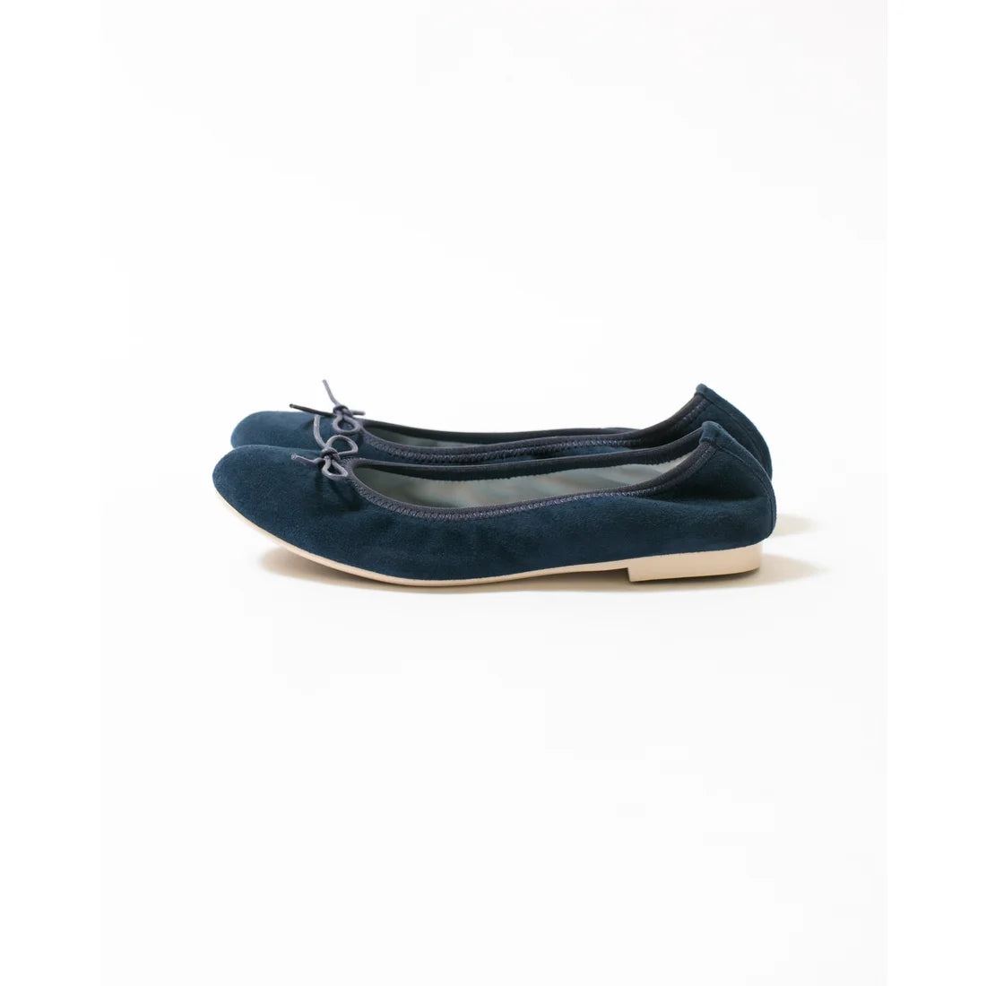 日本製【珍珠色調防水】Emma Francis圓頭平底芭蕾舞鞋(02b-L S117)(Navy leather suede)（ネイビー レザースエード）