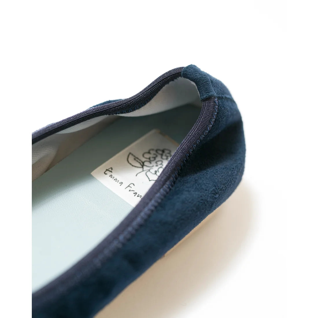 日本製【珍珠色調防水】Emma Francis圓頭平底芭蕾舞鞋(02b-L S117)(Navy leather suede)（ネイビー レザースエード）