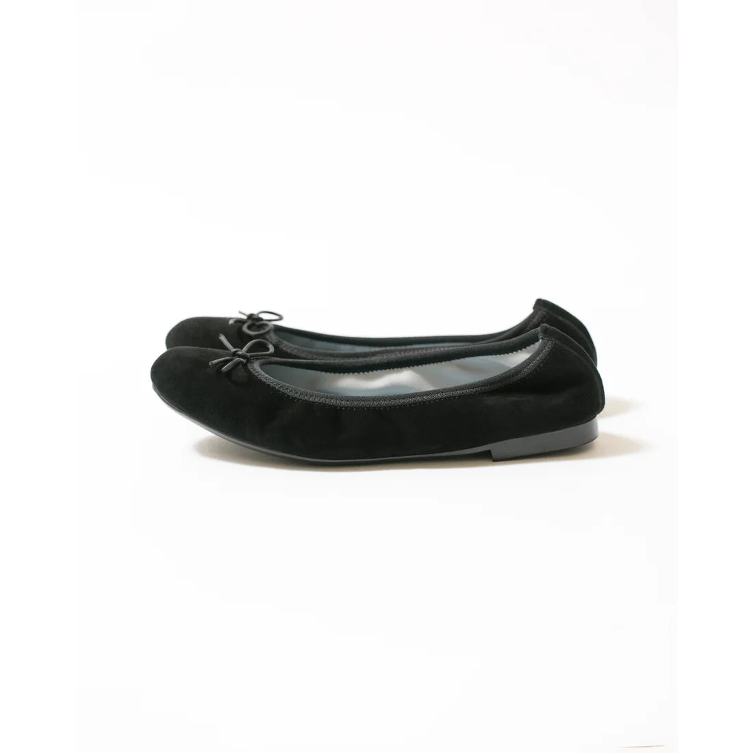日本製【珍珠色調防水】Emma Francis圓頭平底芭蕾舞鞋(02b-L S101)(Black leather suede)（ブラック レザースエード）