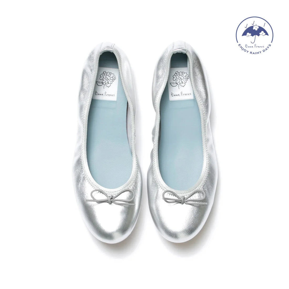 日本製【珍珠色調防水】Emma Francis圓頭平底芭蕾舞鞋(02b-L M162)(Silver leather suede)（シルバー レザースエード）