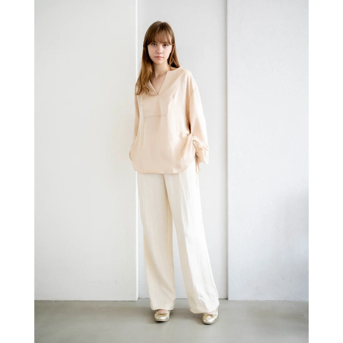 日本製【珍珠色調防水】Emma Francis圓頭平底芭蕾舞鞋(02b-L M164)(Gold leather suede)（ゴールド レザースエード）