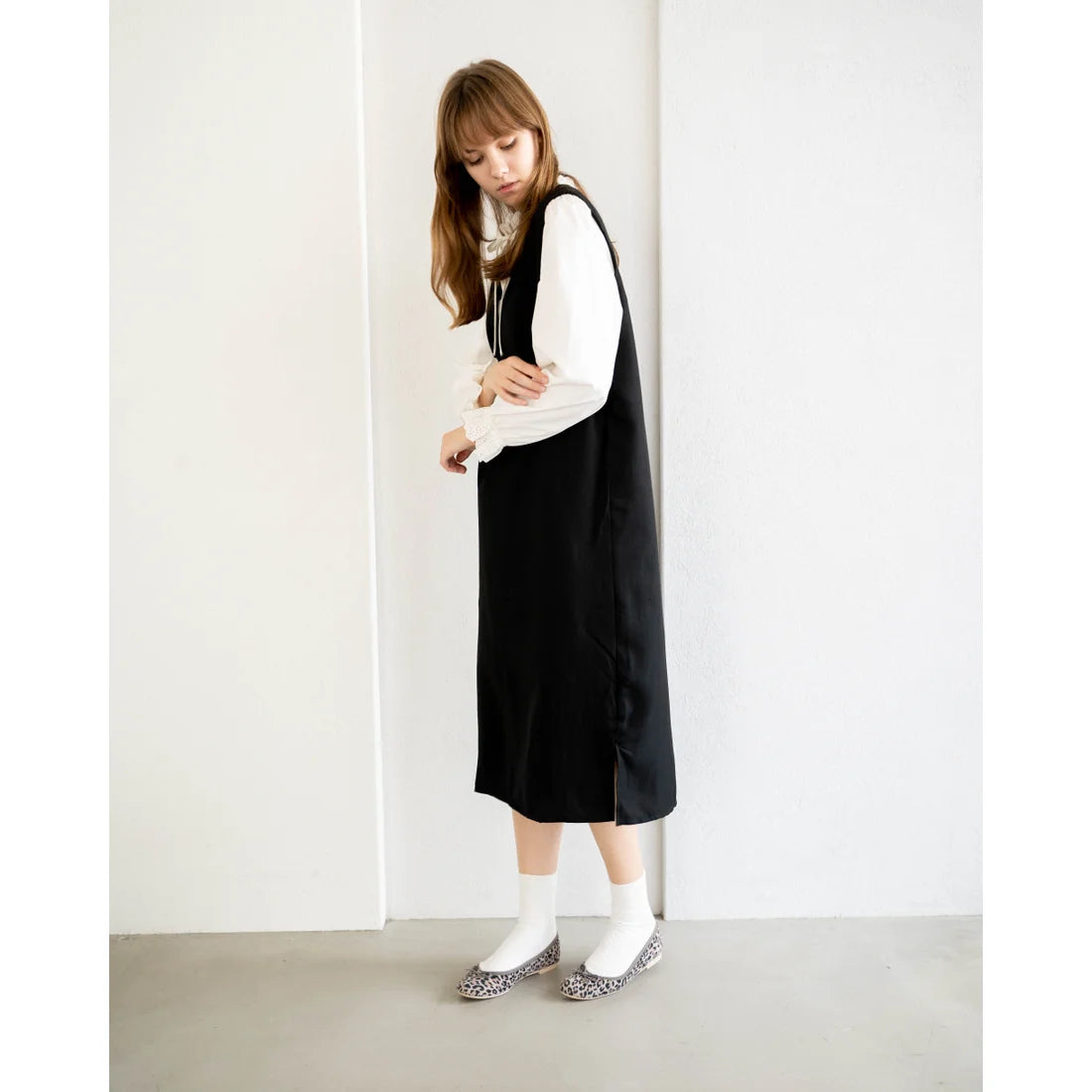 日本製【珍珠色調防水】Emma Francis圓頭平底芭蕾舞鞋(02b-L S334)(Leopard print leather suede)（レオパード柄 レザースエード）
