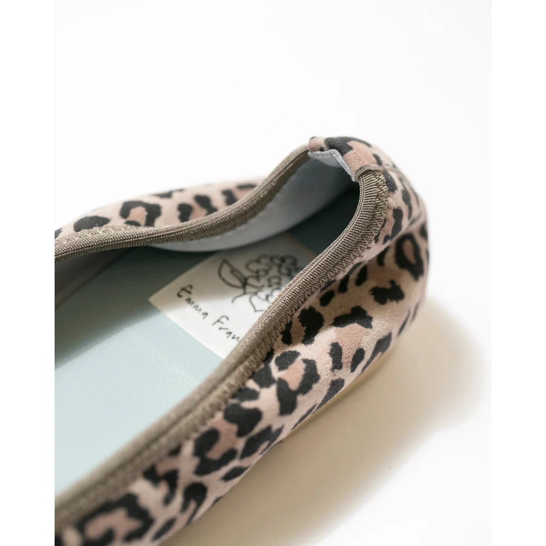 日本製【珍珠色調防水】Emma Francis圓頭平底芭蕾舞鞋(02b-L S334)(Leopard print leather suede)（レオパード柄 レザースエード）