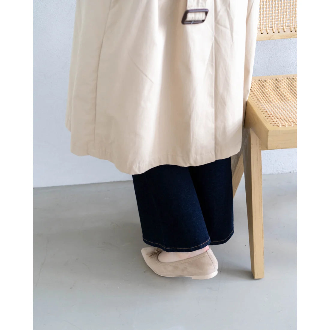 日本製【珍珠色調防水】Emma Francis尖頭平底芭蕾舞鞋 (01b-L S108) (Beige leather suede)（ベージュ レザースエード）