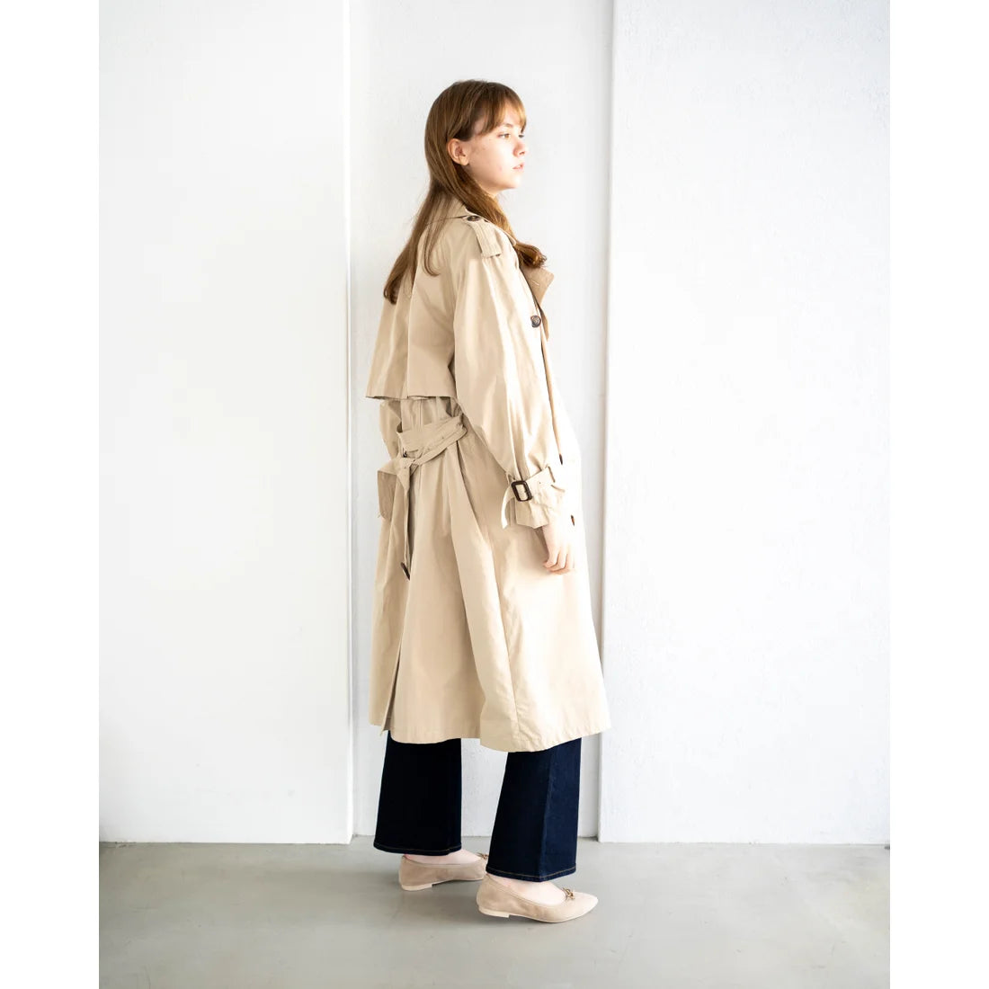 日本製【珍珠色調防水】Emma Francis尖頭平底芭蕾舞鞋 (01b-L S108) (Beige leather suede)（ベージュ レザースエード）