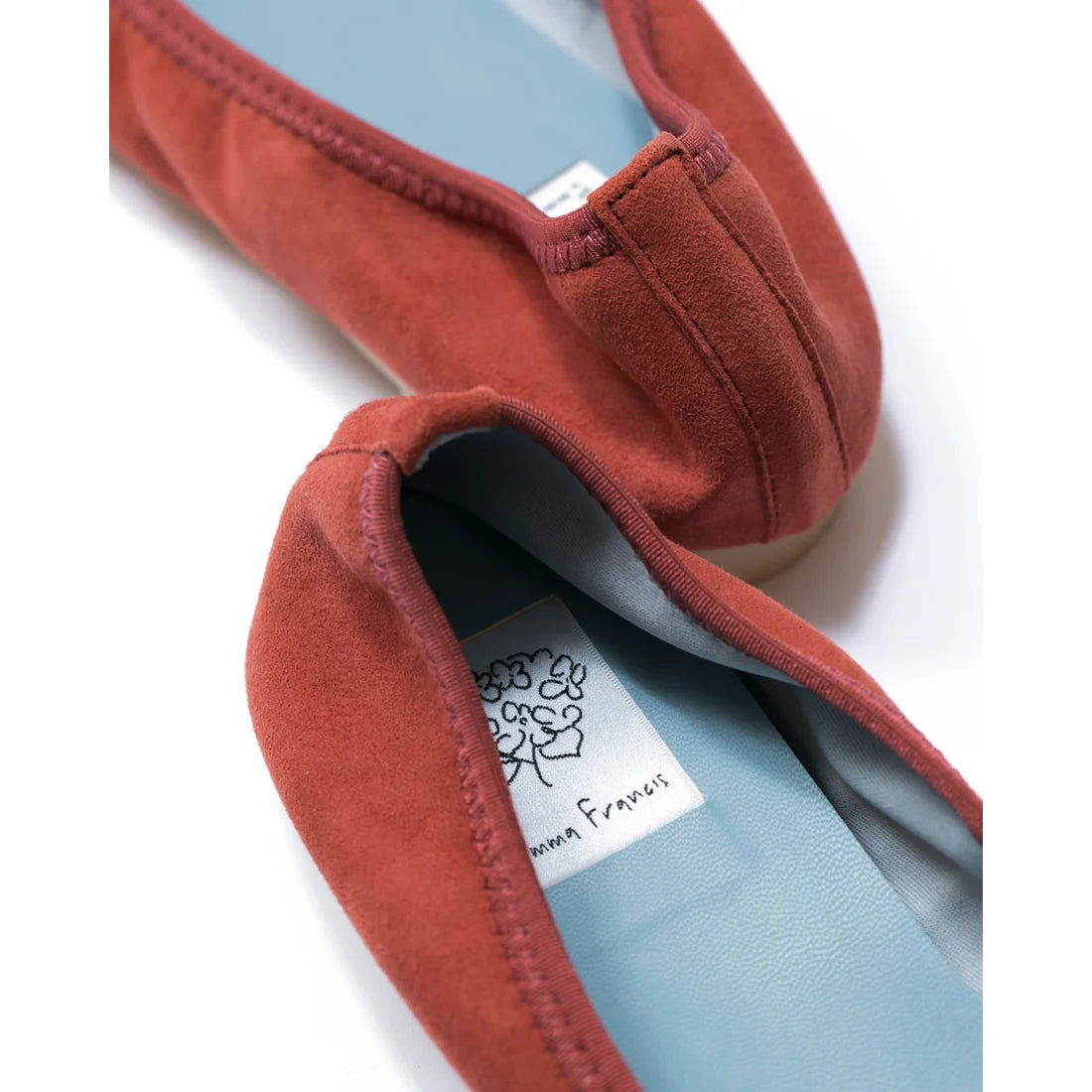 日本製【珍珠色調防水】Emma Francis尖頭平底芭蕾舞鞋(01b-L S129)(orange leather suede)（オレンジ レザースエード）