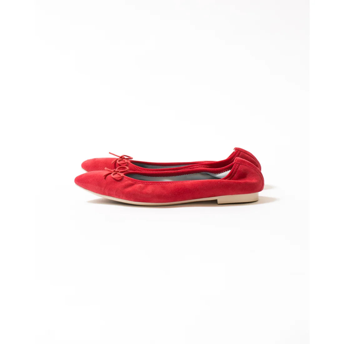 日本製【珍珠色調防水】Emma Francis尖頭平底芭蕾舞鞋 (01b-L S135) (Red leather suede)（レッド レザースエード）