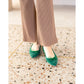 日本製【珍珠色調防水】Emma Francis尖頭平底芭蕾舞鞋 (01b-L S111) (Green leather suede)（グリーン レザースエード）