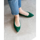 日本製【珍珠色調防水】Emma Francis尖頭平底芭蕾舞鞋 (01b-L S111) (Green leather suede)（グリーン レザースエード）