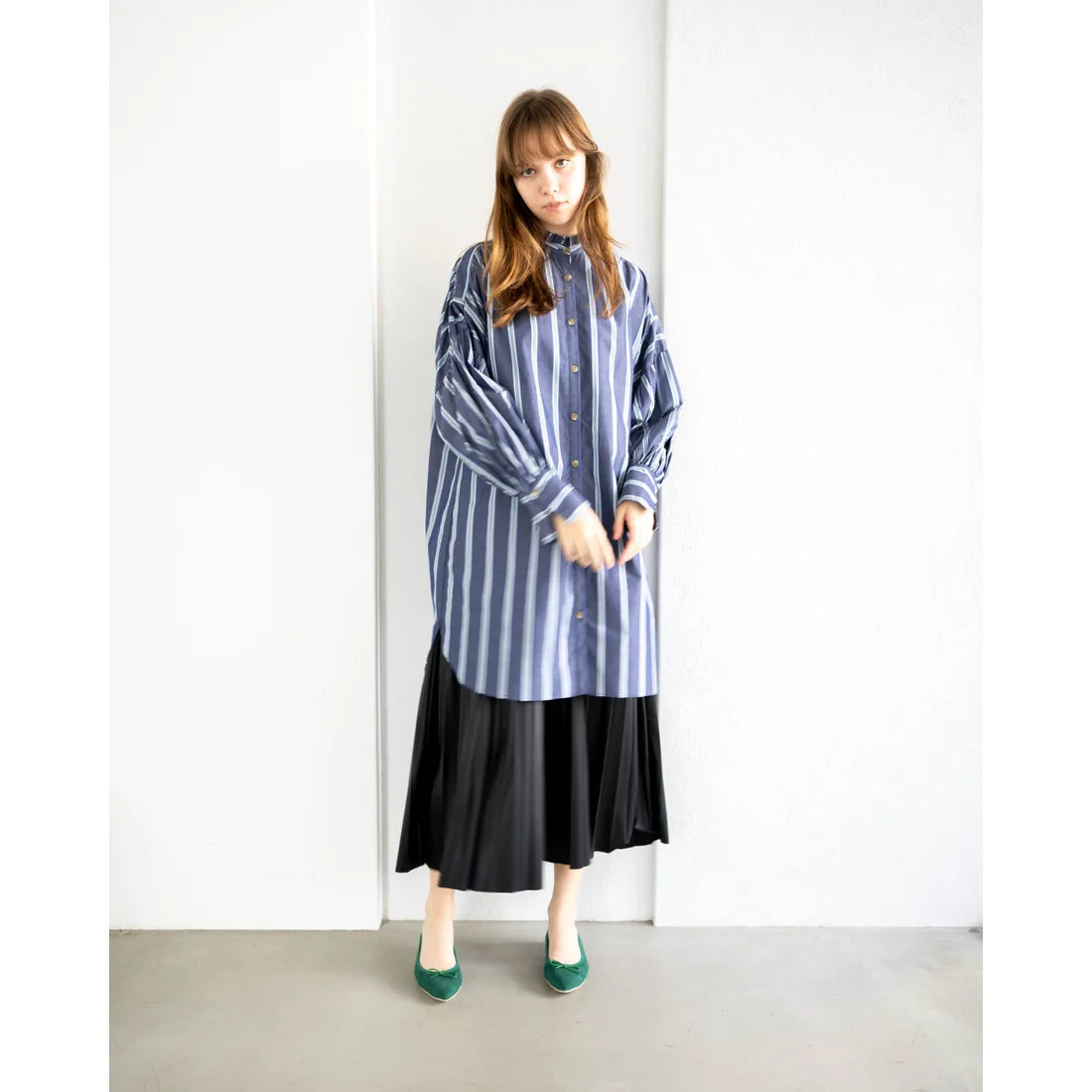 日本製【珍珠色調防水】Emma Francis尖頭平底芭蕾舞鞋 (01b-L S111) (Green leather suede)（グリーン レザースエード）