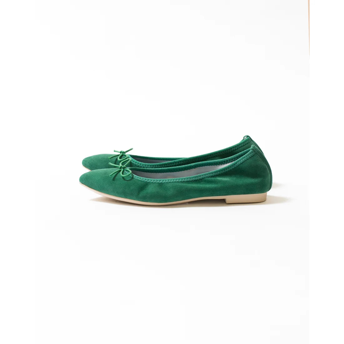 日本製【珍珠色調防水】Emma Francis尖頭平底芭蕾舞鞋 (01b-L S111) (Green leather suede)（グリーン レザースエード）