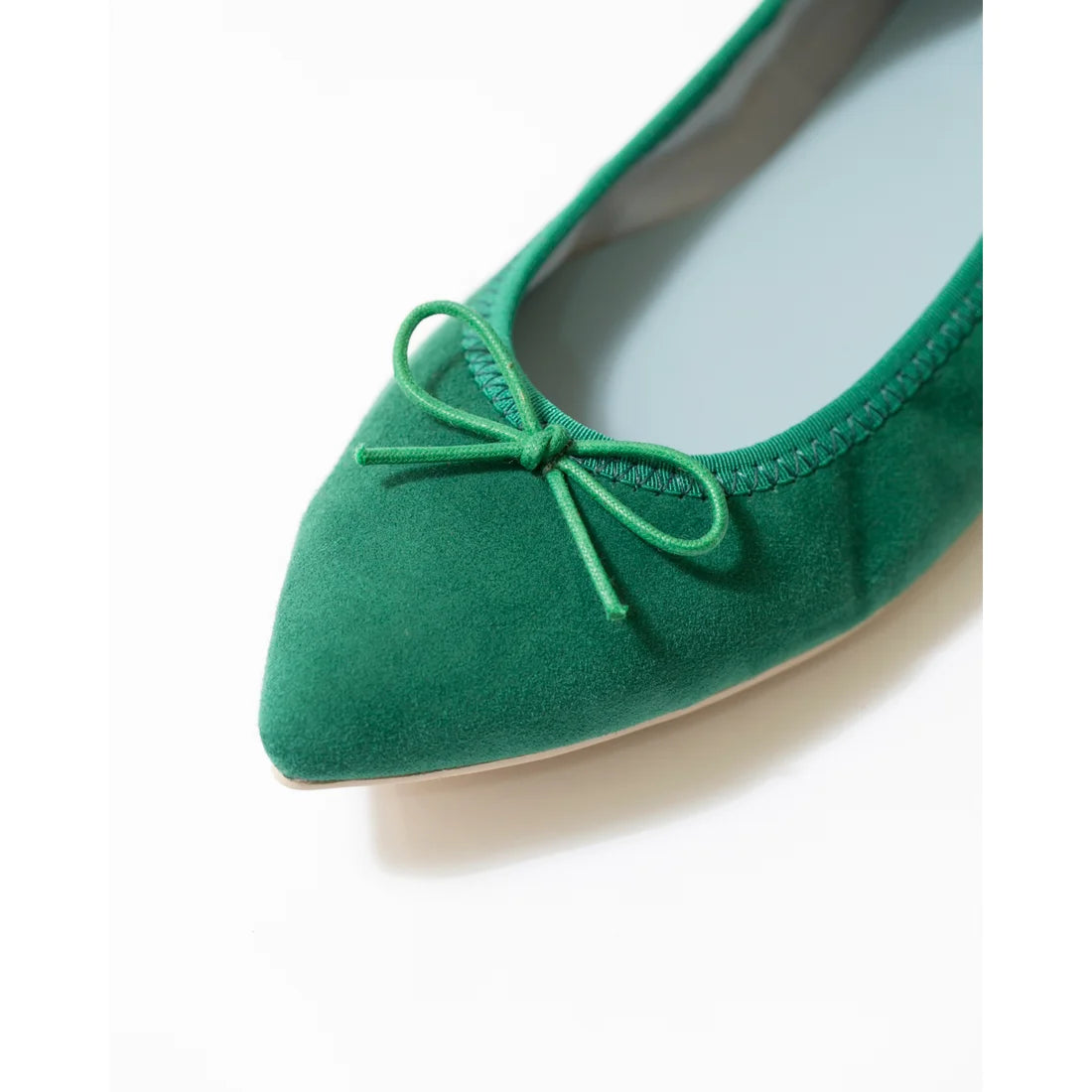 日本製【珍珠色調防水】Emma Francis尖頭平底芭蕾舞鞋 (01b-L S111) (Green leather suede)（グリーン レザースエード）
