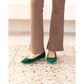 日本製【珍珠色調防水】Emma Francis尖頭平底芭蕾舞鞋 (01b-L S111) (Green leather suede)（グリーン レザースエード）