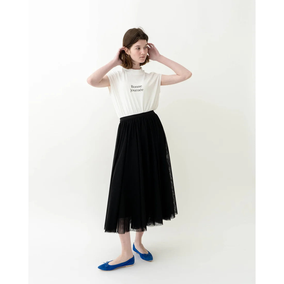 日本製【珍珠色調防水】Emma Francis尖頭平底芭蕾舞鞋 (01b-L S120) (Blue leather suede)（ブルー レザースエード）