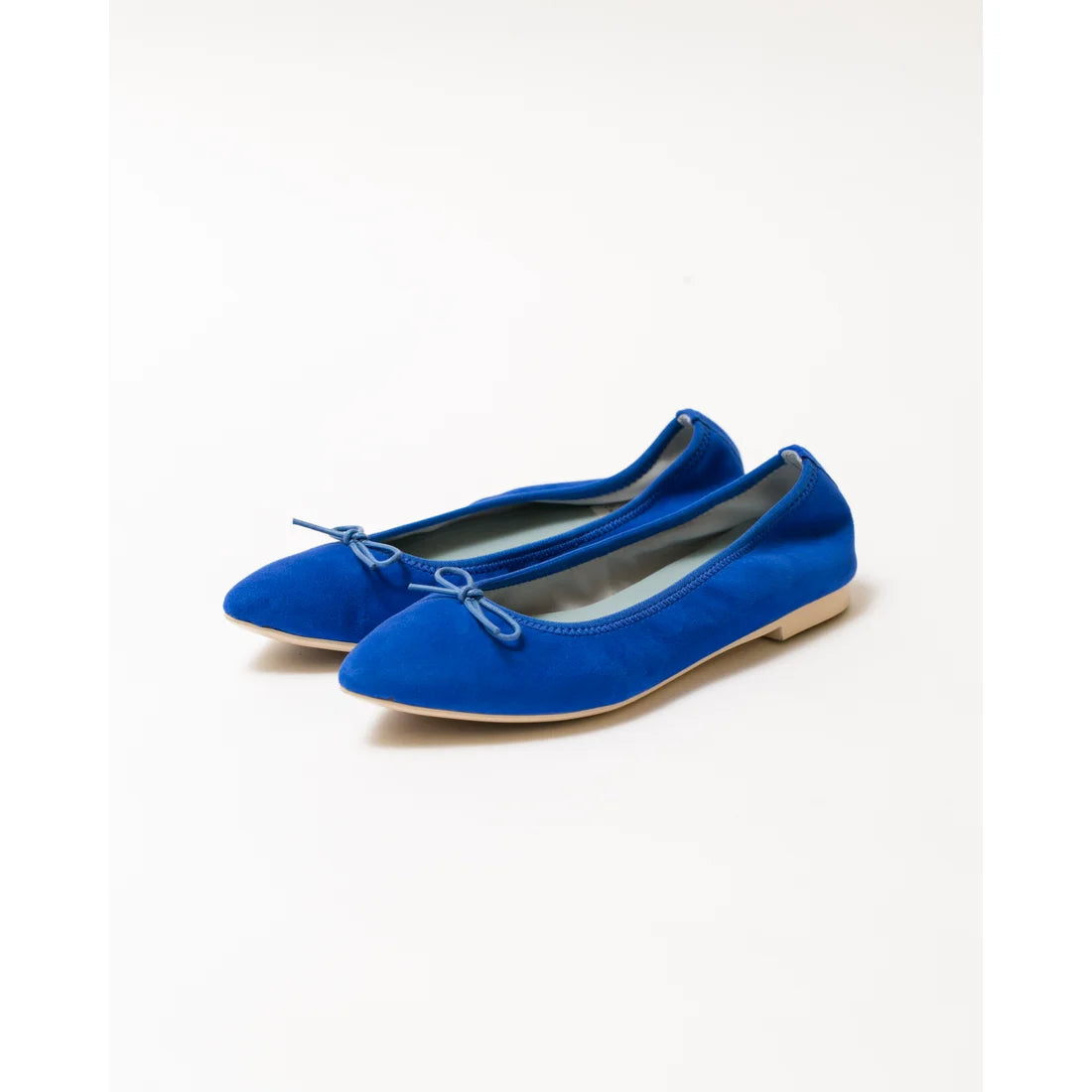 日本製【珍珠色調防水】Emma Francis尖頭平底芭蕾舞鞋 (01b-L S120) (Blue leather suede)（ブルー レザースエード）