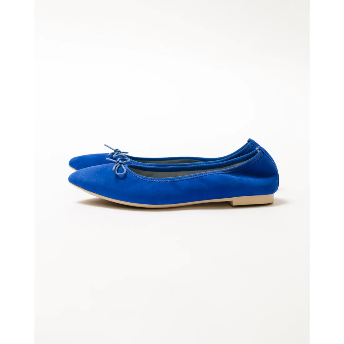 日本製【珍珠色調防水】Emma Francis尖頭平底芭蕾舞鞋 (01b-L S120) (Blue leather suede)（ブルー レザースエード）
