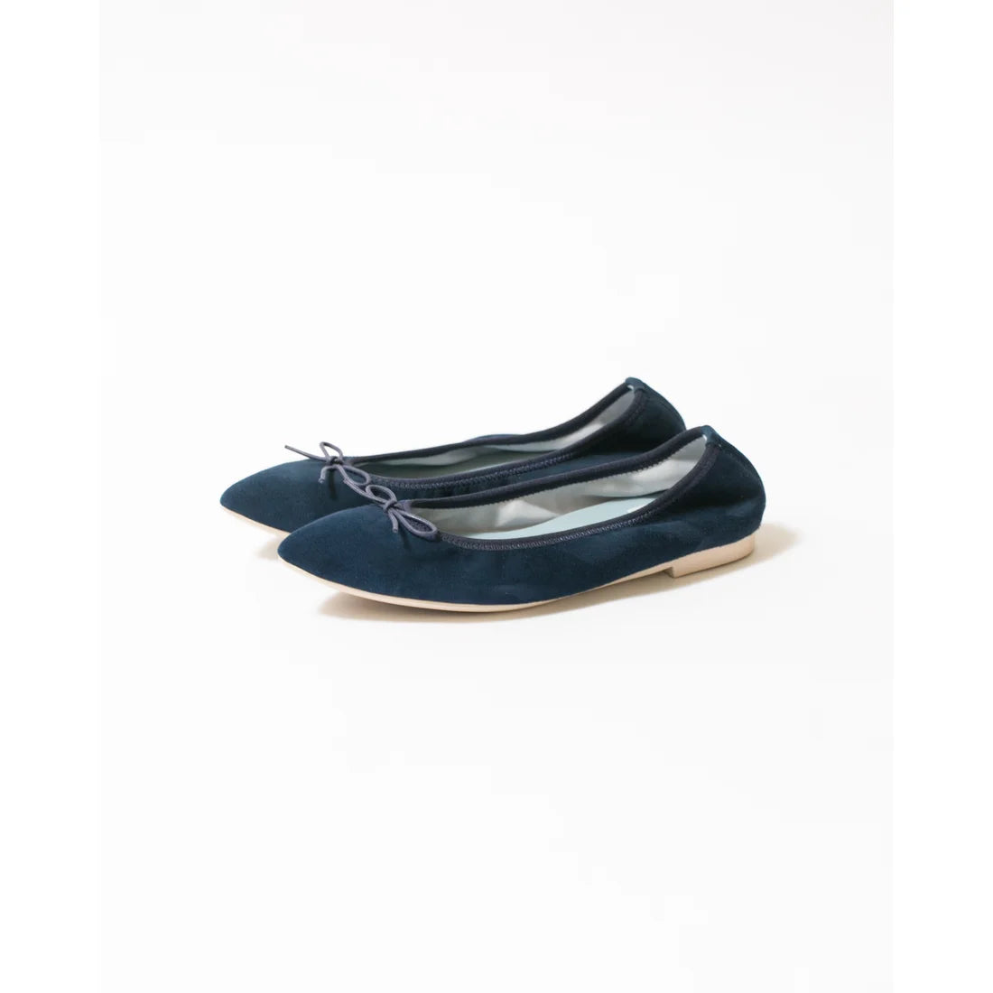 日本製【珍珠色調防水】Emma Francis尖頭平底芭蕾舞鞋(01b-L S117)(Navy leather suede)（ネイビー レザースエード）