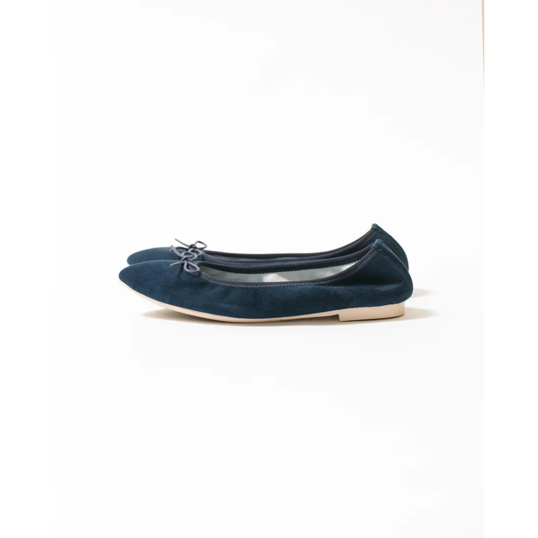 日本製【珍珠色調防水】Emma Francis尖頭平底芭蕾舞鞋(01b-L S117)(Navy leather suede)（ネイビー レザースエード）