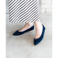 日本製【珍珠色調防水】Emma Francis尖頭平底芭蕾舞鞋(01b-L S117)(Navy leather suede)（ネイビー レザースエード）