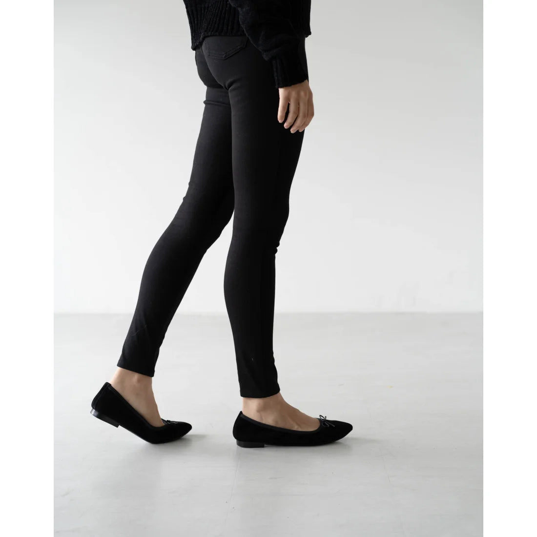 日本製【珍珠色調防水】Emma Francis尖頭平底芭蕾舞鞋(01b-L S101)(Black leather suede)（ブラック レザースエード）