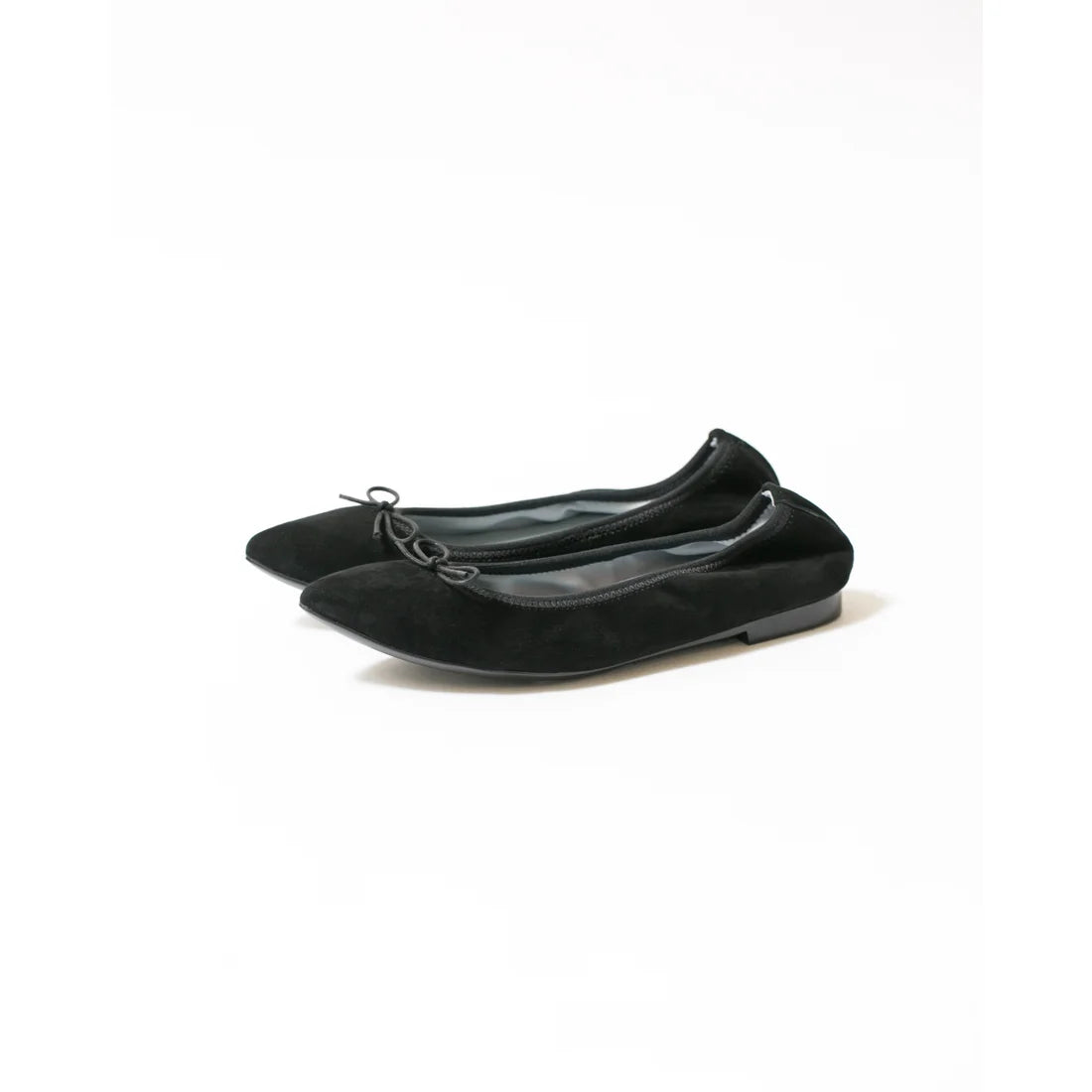 日本製【珍珠色調防水】Emma Francis尖頭平底芭蕾舞鞋(01b-L S101)(Black leather suede)（ブラック レザースエード）