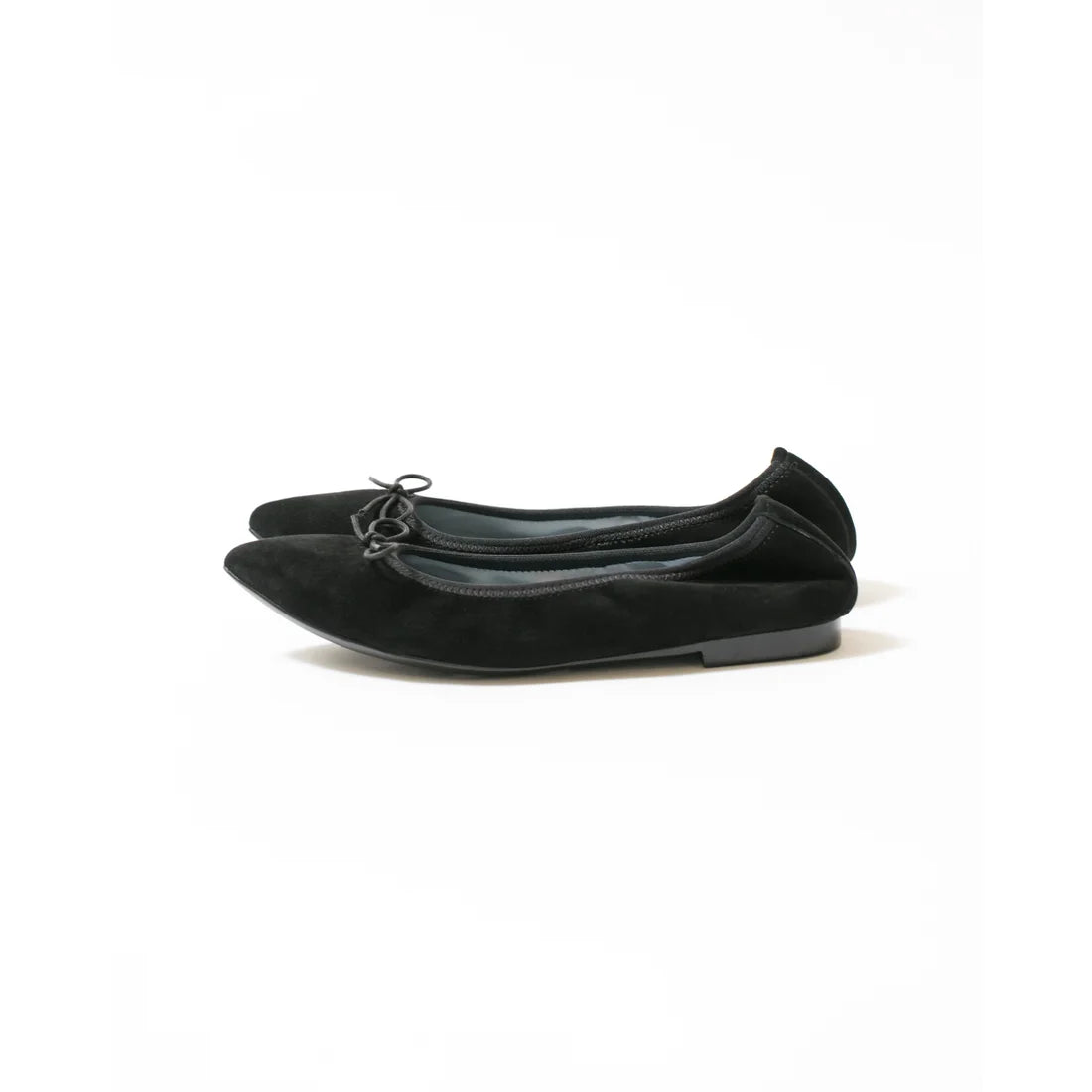 日本製【珍珠色調防水】Emma Francis尖頭平底芭蕾舞鞋(01b-L S101)(Black leather suede)（ブラック レザースエード）