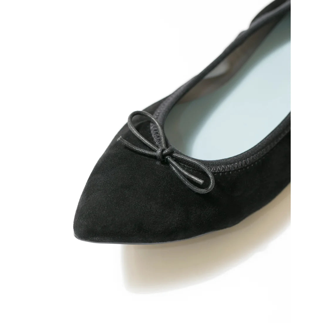 日本製【珍珠色調防水】Emma Francis尖頭平底芭蕾舞鞋(01b-L S101)(Black leather suede)（ブラック レザースエード）