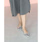日本製【珍珠色調防水】Emma Francis尖頭平底芭蕾舞鞋 (01b-L M162) (Silver leather suede)（シルバー レザースエード）