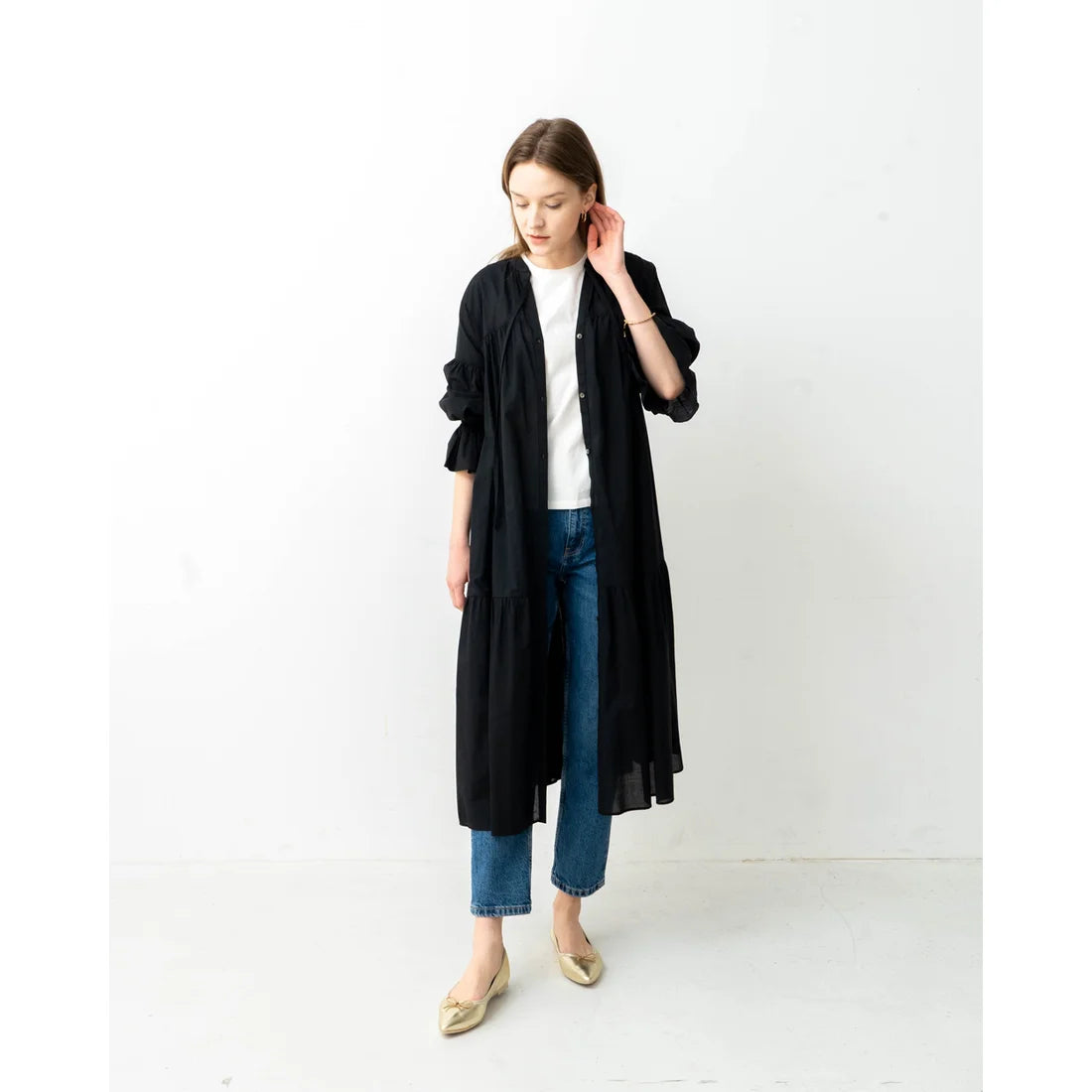 日本製【珍珠色調防水】Emma Francis尖頭平底芭蕾舞鞋 (01b-L M164) (Gold leather suede)（ゴールド レザースエード）