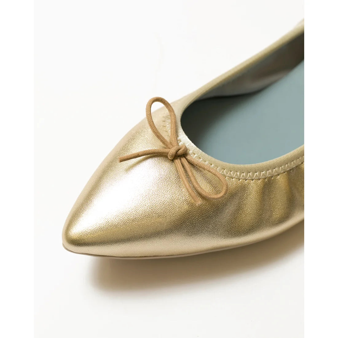 日本製【珍珠色調防水】Emma Francis尖頭平底芭蕾舞鞋 (01b-L M164) (Gold leather suede)（ゴールド レザースエード）