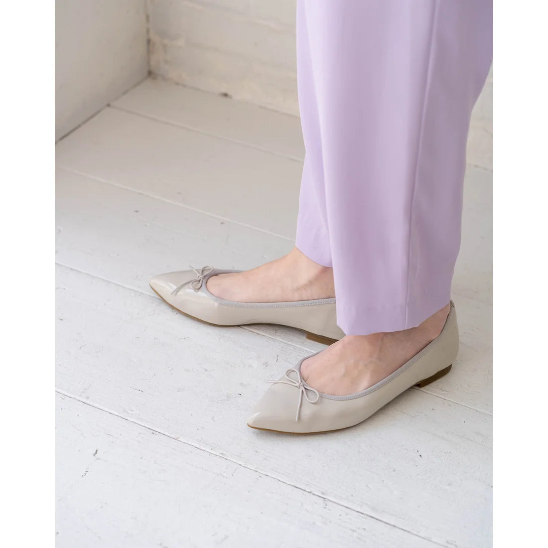日本製【晴雨兼容】Emma Francis尖頭平底芭蕾舞晴雨鞋(	01a-E 153)(Grey enamel)（グレー エナメル）