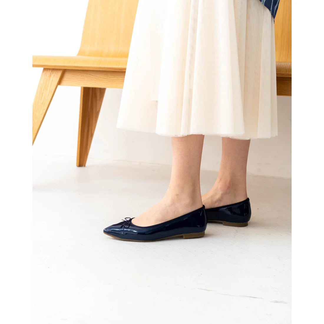 日本製【晴雨兼容】Emma Francis尖頭平底芭蕾舞晴雨鞋(01a-E 117)(Navy Enamel)（ネイビー エナメル）