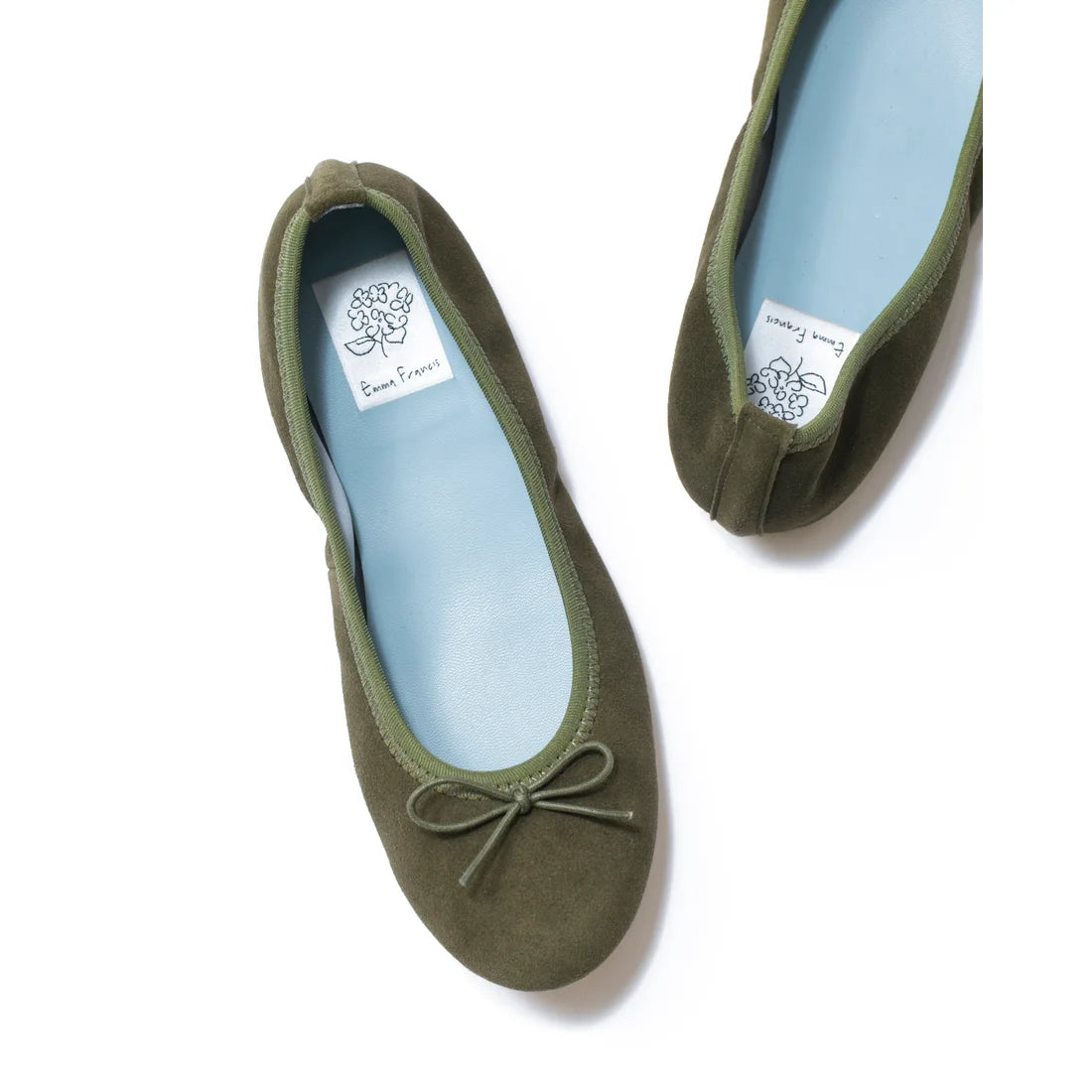 日本製【珍珠色調防水】Emma Francis圓頭平底芭蕾舞鞋(02b-L S147)(Khaki leather suede)（カーキ レザースエード）