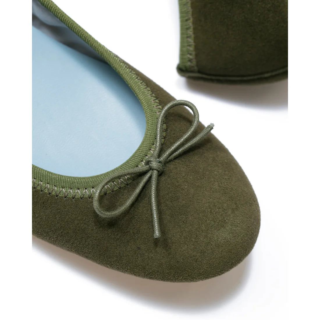 日本製【珍珠色調防水】Emma Francis圓頭平底芭蕾舞鞋(02b-L S147)(Khaki leather suede)（カーキ レザースエード）