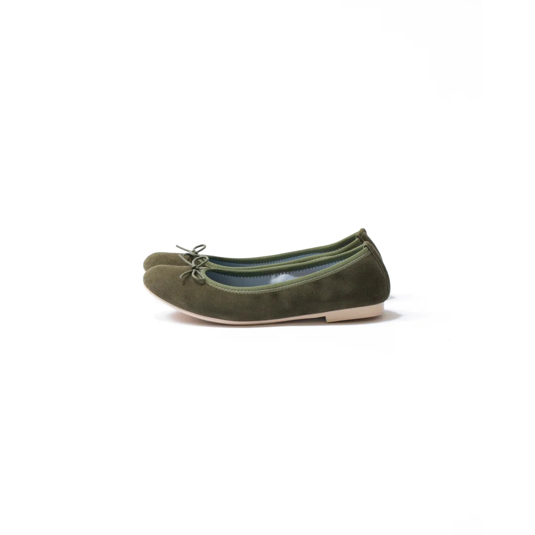 日本製【珍珠色調防水】Emma Francis圓頭平底芭蕾舞鞋(02b-L S147)(Khaki leather suede)（カーキ レザースエード）
