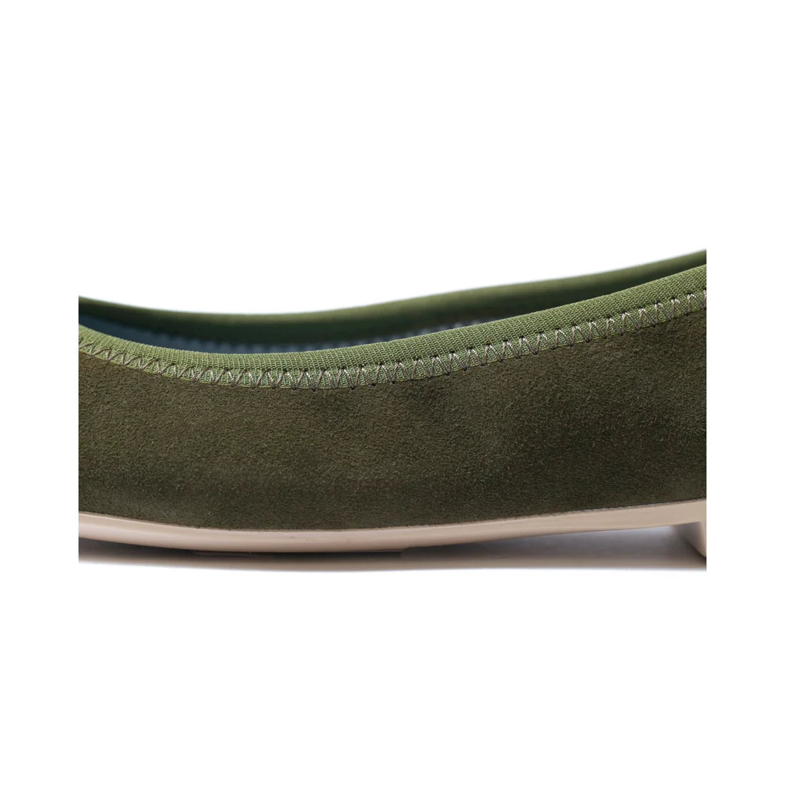 日本製【珍珠色調防水】Emma Francis圓頭平底芭蕾舞鞋(02b-L S147)(Khaki leather suede)（カーキ レザースエード）