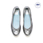 日本製【珍珠色調防水】Emma Francis圓頭平底芭蕾舞鞋( 02b-L M174 )(steel leather mylar)（スチール レザーマイラー）