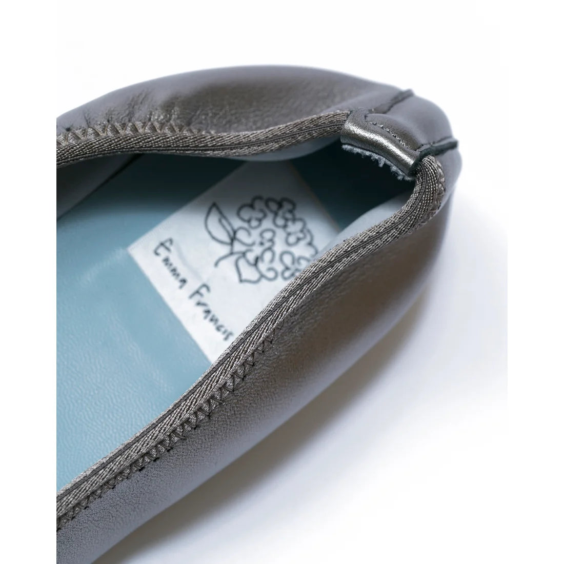 日本製【珍珠色調防水】Emma Francis圓頭平底芭蕾舞鞋( 02b-L M174 )(steel leather mylar)（スチール レザーマイラー）