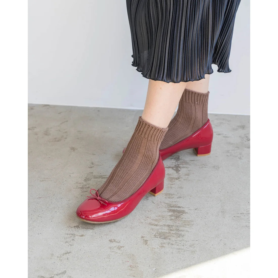 日本製【相容雨天】Emma Francis 圓頭3cm跟芭蕾舞鞋(3001a-E 135)(Red enamel)（レッド エナメル）