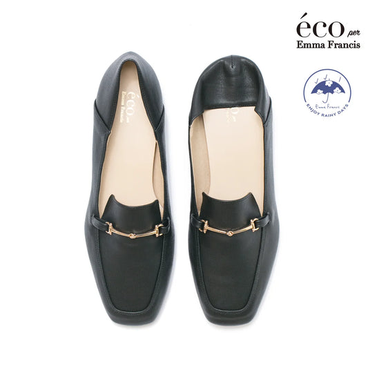 [蘋果皮][防水]Emma Francis 平底樂福鞋（黑蘋果皮滑順）(03c-AP 101)(black apple leather smooth)（ブラック アップルレザースムース）