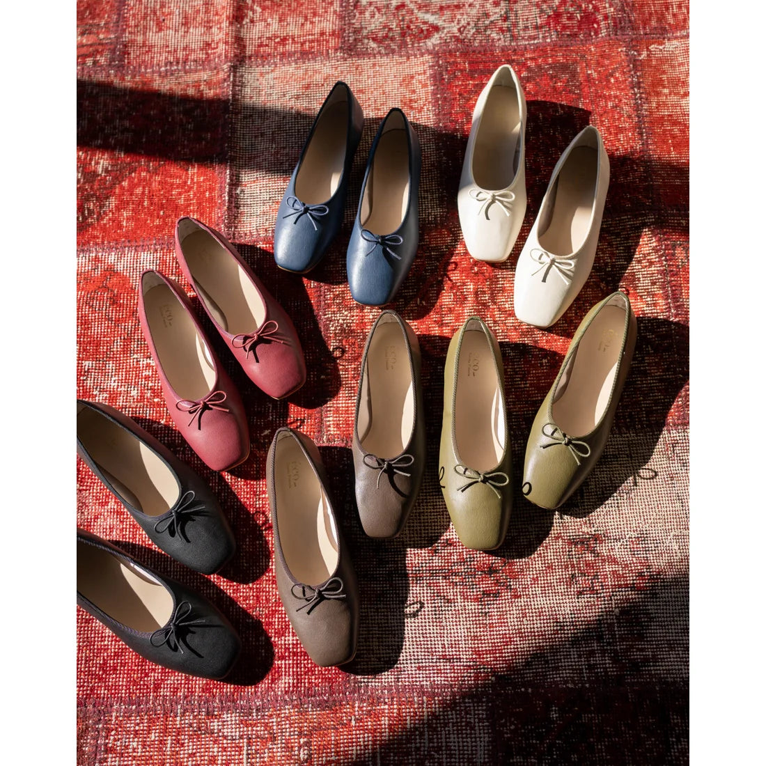 日本製【蘋果皮】【防水】 Emma Francis方頭平底芭蕾舞鞋(03b-AP 186)(Camel Apple Leather Smooth)（キャメル アップルレザースムース）