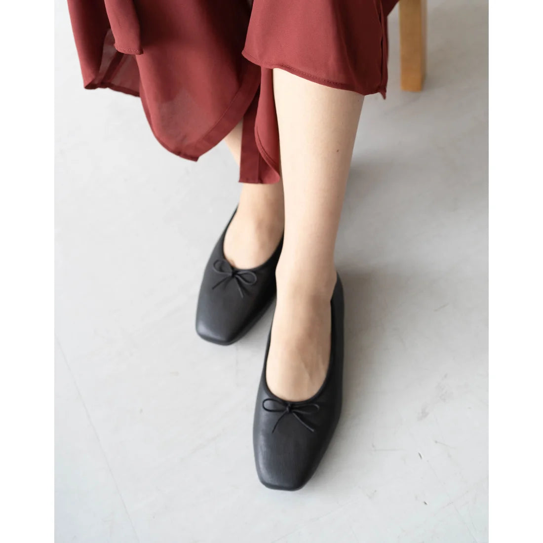 [蘋果皮][防水]Emma Francis 平底芭蕾舞鞋（黑蘋果皮光滑(03b-AP 101)(black apple leather smooth)（ブラック アップルレザースムース）