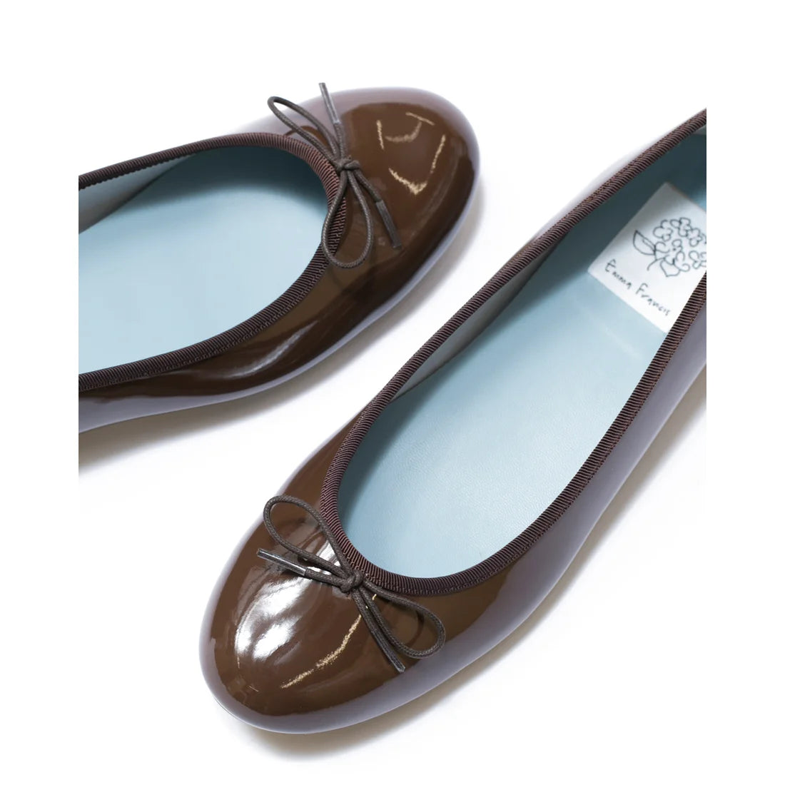 日本製 Emma Francis 圓頭平底芭蕾舞晴雨鞋 (02a-E 105) (Brown Enamel)（ブラウン エナメル）
