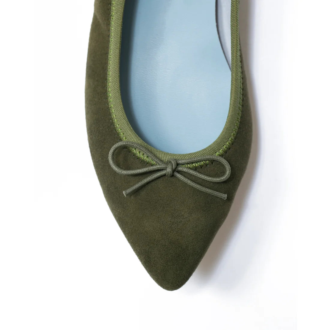 日本製【珍珠色調防水】Emma Francis尖頭平底芭蕾舞鞋 (01b-L S147) (Khaki leather suede)（カーキ レザースエード）