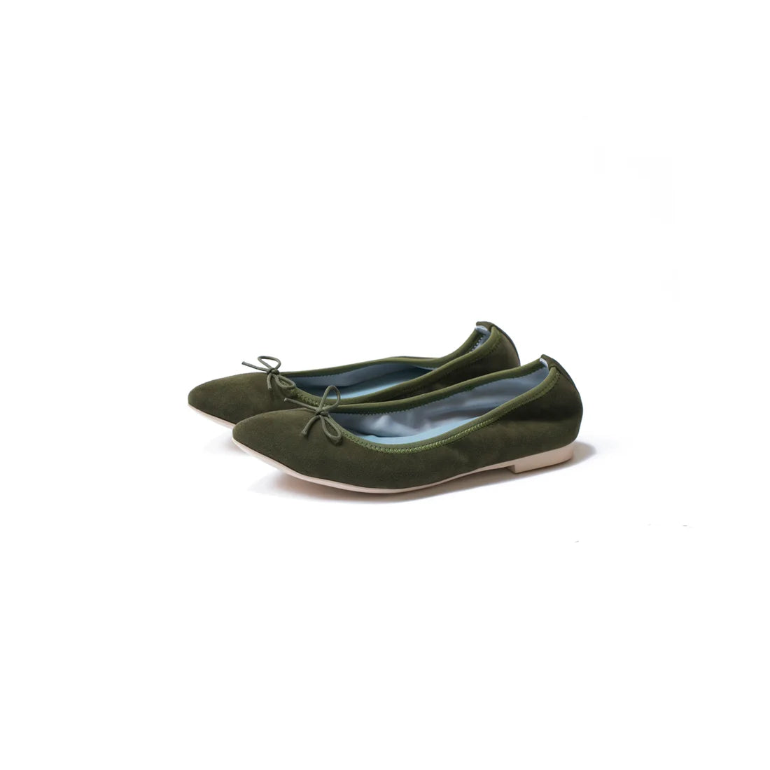 日本製【珍珠色調防水】Emma Francis尖頭平底芭蕾舞鞋 (01b-L S147) (Khaki leather suede)（カーキ レザースエード）